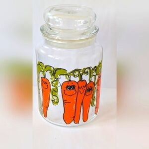 Vintage Hildi Carrot Glass Canister Jar 197Os